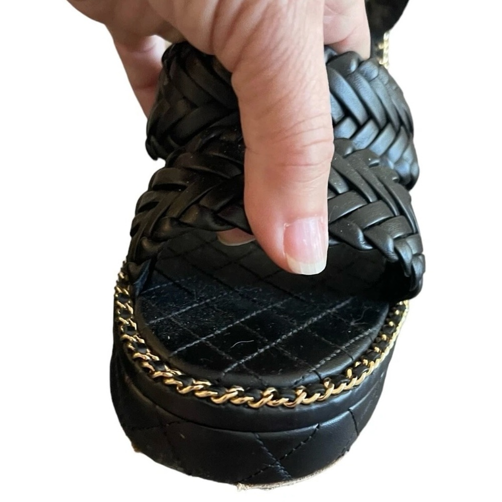 Chanel Black Quilted Women's Platform Sandals - Picture 6 of 7